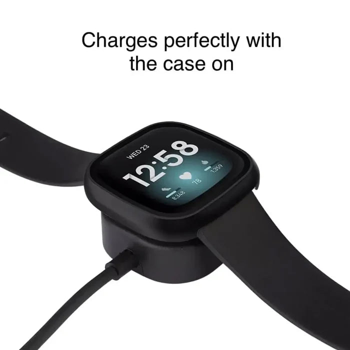 Clear Habicare protective case for Fitbit Versa 4 watch, showing a transparent cover fitted around the device.