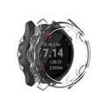 Clear protective case for Garmin 245 smartwatch by Habicare, offering durable coverage and screen protection.