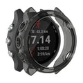 Transparent black protective case for Garmin 245 smartwatch by Habicare, showing the fitted watch cover on the device.