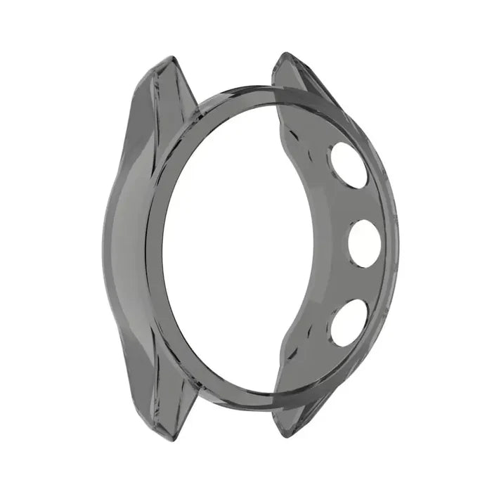 Black Habicare protective watch case for Garmin Approach S62, showing a snug fit and durable material for safeguarding the smartwatch.
