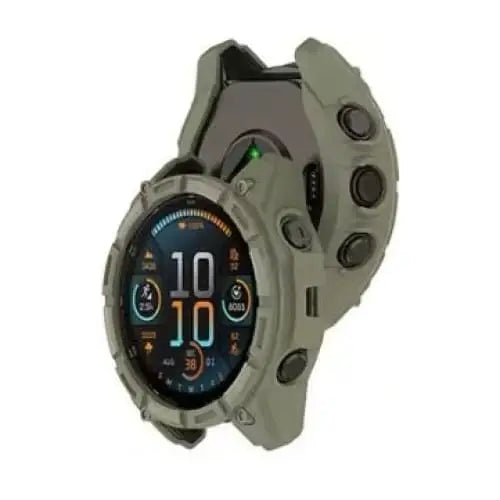 Green Habicare protective case for Garmin Enduro 3 watch, providing durable coverage and style.
