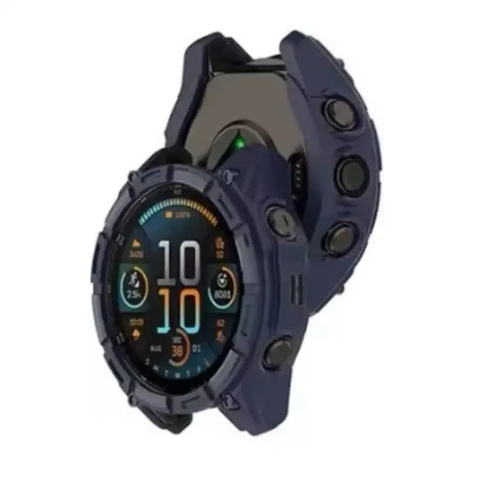 Navy Habicare protective watch case for Garmin Enduro 3, made of durable material to shield the smartwatch.