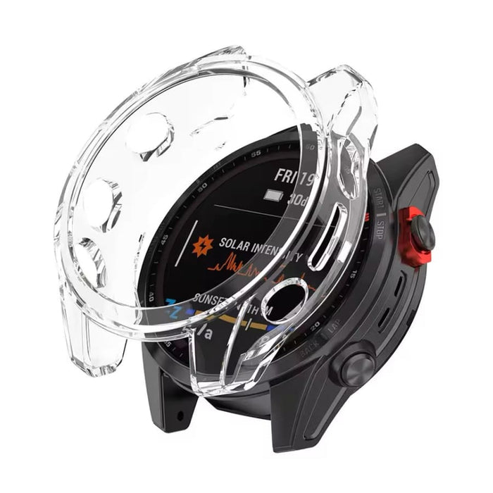 Clear protective case for Garmin epix Pro Gen 2 47mm smartwatch, designed to safeguard the device from scratches and impacts.