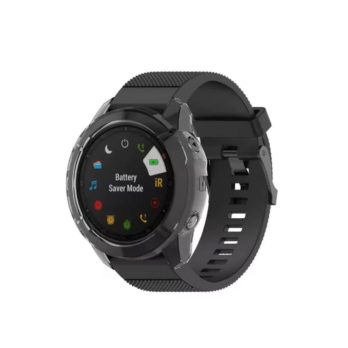 Black protective case for Garmin Fenix 6X Pro smartwatch, designed to safeguard the digital watch from scratches and impacts.