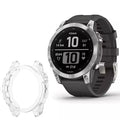 Clear protective case for Garmin fenix 7 and 7 Pro series watch by Habicare, showing the transparent, snug-fitting design.
