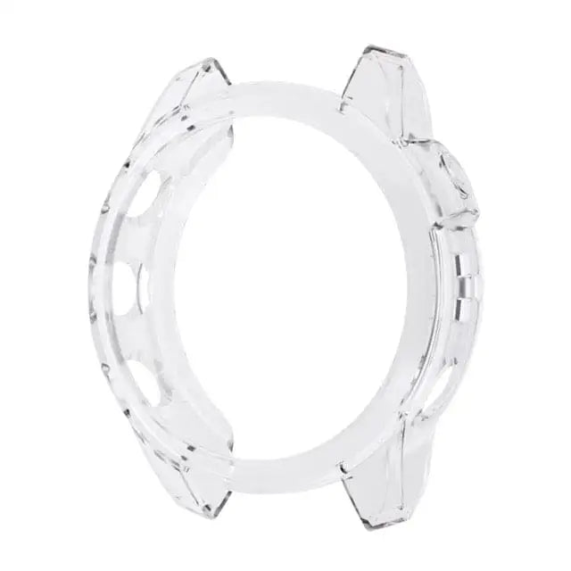 Clear protective case for Garmin Fenix 7X and 7X Pro Series watch by Habicare, shown on the watch in the image.