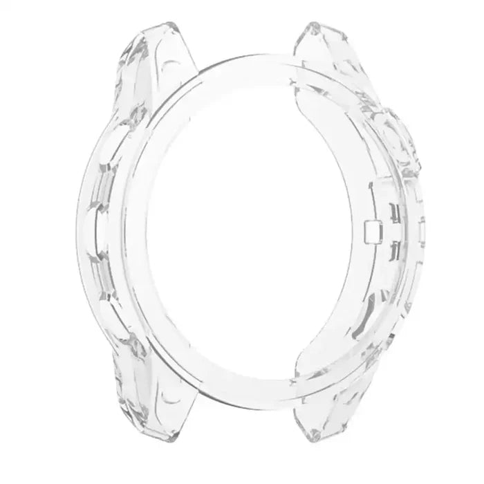 Clear protective case for Garmin Fenix 7X and 7X Pro series watch by Habicare, shown on the watch in the image.