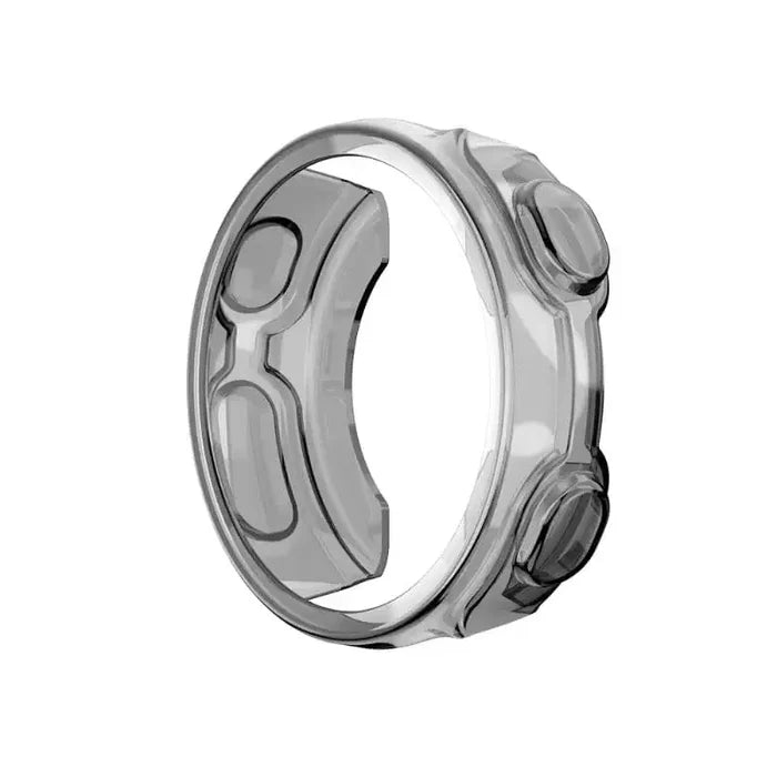 Transparent black Habicare protective case for Garmin Forerunner 235 series watch, designed to safeguard and enhance the watch's appearance.