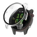 Clear protective watch case for Garmin Forerunner 255 by Habicare, showcasing transparent material and precise fit for the smartwatch.