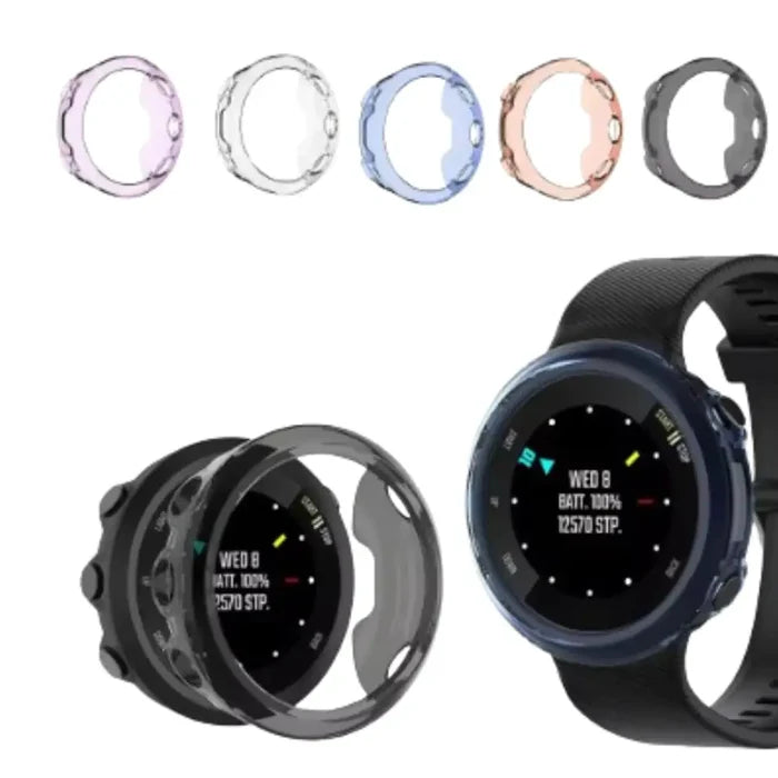 Black Habicare protective case for Garmin Forerunner 45 42mm watch, providing durable coverage and screen protection.