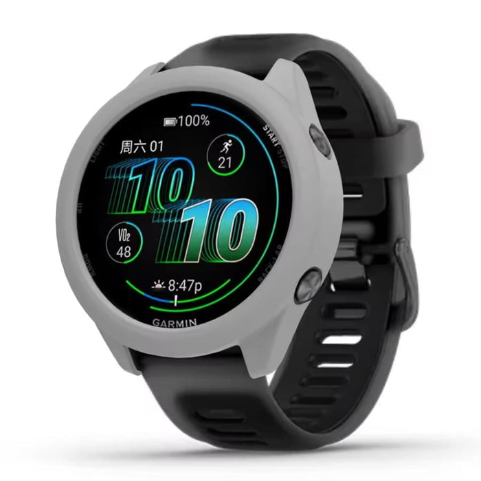 Gray protective watch case for Garmin Forerunner 570 (42mm), designed to safeguard and enhance the watch's appearance.