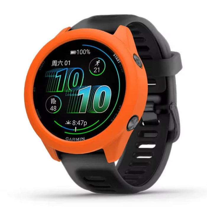 Orange protective watch case for Garmin Forerunner 570 (42mm), designed to safeguard the smartwatch.