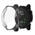 Black Habicare protective watch case for Garmin Forerunner 945, designed to safeguard the smartwatch with durable, snug fit.
