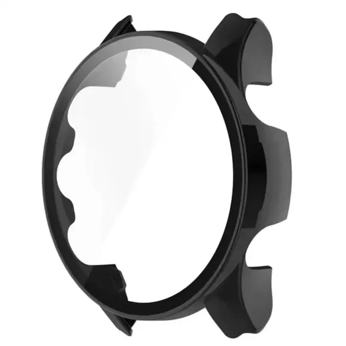 Black Habicare protective case for Garmin Forerunner 955 watch, showing the durable, fitted cover on the smartwatch.