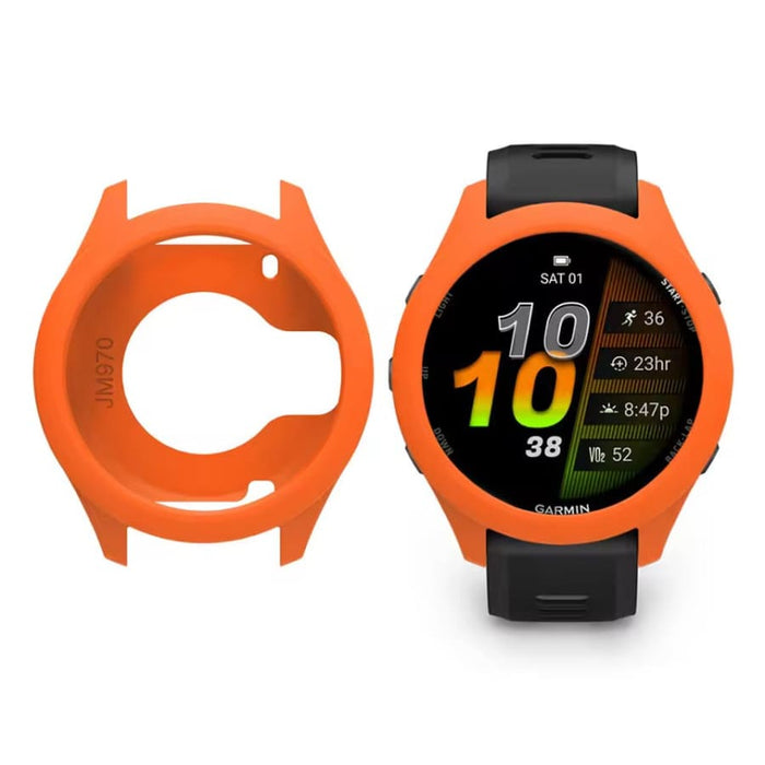Orange protective watch case for Garmin Forerunner 970, designed to safeguard and enhance the watch's appearance.