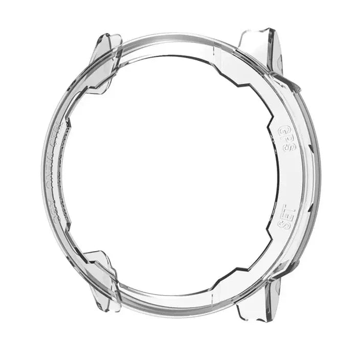 Clear protective case for Garmin Instinct 2S 40mm series by Habicare, shown on the watch to prevent scratches and damage.