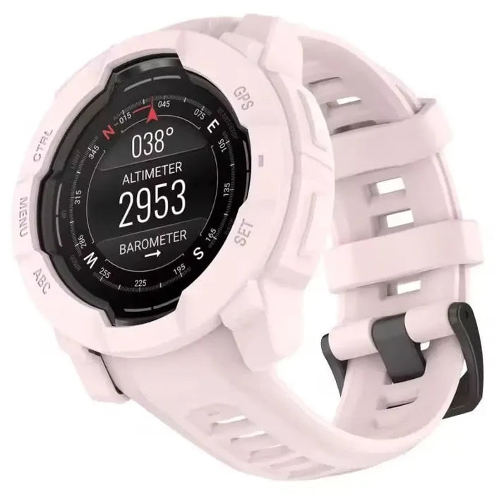 Pink Habicare protective case for Garmin Instinct 3 (50mm) watch, durable cover to safeguard your smartwatch.