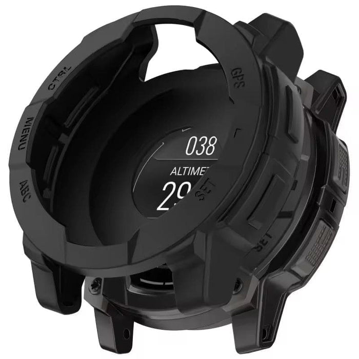 Black protective watch case for Garmin Instinct E 40mm, designed to safeguard the Garmin Instinct E smartwatch.