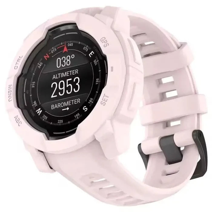 Pink Habicare protective case for Garmin Instinct E 40mm watch, provides durable coverage and style for your smartwatch.
