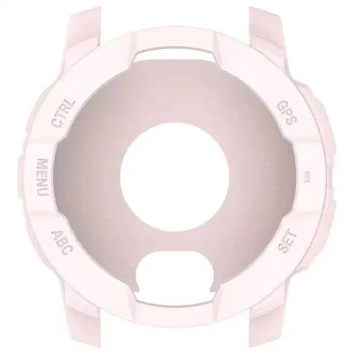 Pink Habicare protective case for Garmin Instinct E 40mm watch, showing the snug fit and durable material of the watch case.