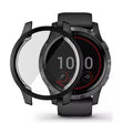 Black Habicare protective watch case for Garmin Venu 2, designed to shield the smartwatch from scratches and impacts.