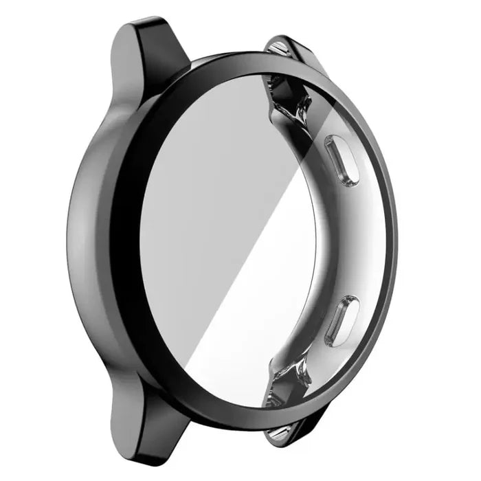 Black Habicare protective watch case for Garmin Venu 2, offering durable coverage and style for the smartwatch.
