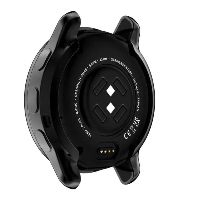 Black Habicare protective case for Garmin Venu 2 Plus watch, showing a sleek, durable cover fitting the smartwatch.