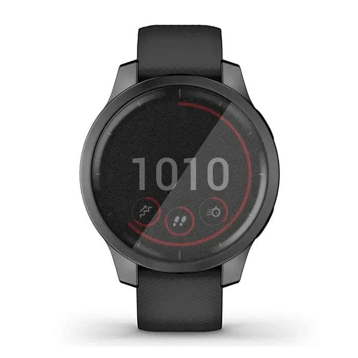 Black Habicare protective watch case for Garmin Venu 2S, made of durable material, fits snugly around the smartwatch to prevent damage.