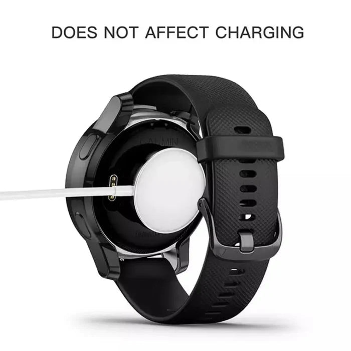Black Habicare protective watch case for Garmin Venu 2S, designed to safeguard the watch with a snug fit.