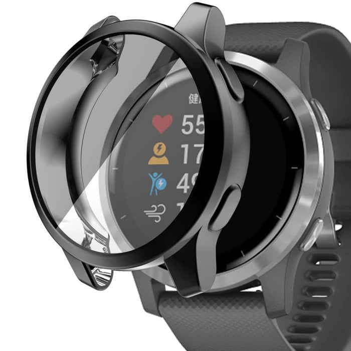 Black protective watch case for Garmin Venu, made by That Watch Shop, designed to safeguard the smartwatch.