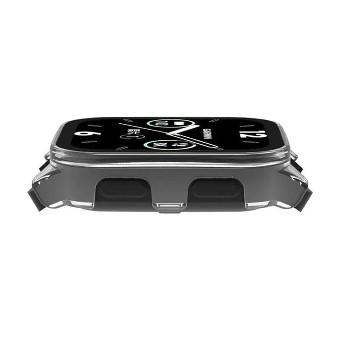 Clear protective watch case for Garmin Venu Sq 2 Series by That Watch Shop, showing the transparent cover on the smartwatch.