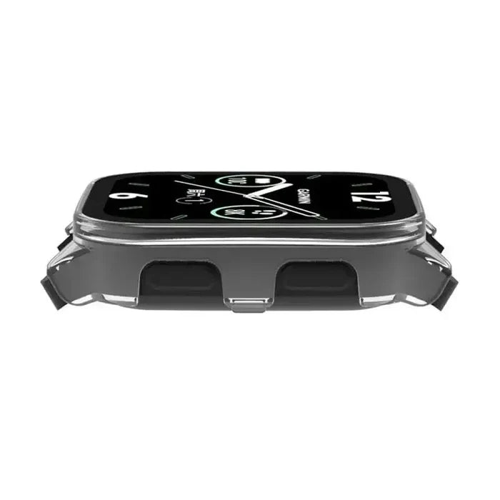 Clear protective case for Garmin Venu Sq 2 Series watch by Habicare, showing the transparent watch cover on a smartwatch.