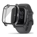 Black protective watch case for Garmin Venu Sq Series, designed to shield the smartwatch from scratches and impacts.