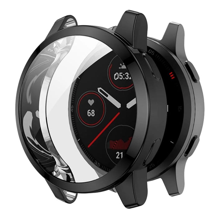 Black protective watch case for Garmin Vivoactive 4, designed to safeguard the smartwatch from scratches and impacts.