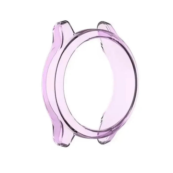 Purple Habicare protective case for Garmin Vivomove Trend smartwatch, showcasing a snug fit and durable cover.