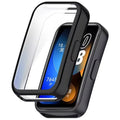 Black protective case for Huawei Band 10 with built-in watch screen protector, designed to safeguard the device from scratches and impacts.