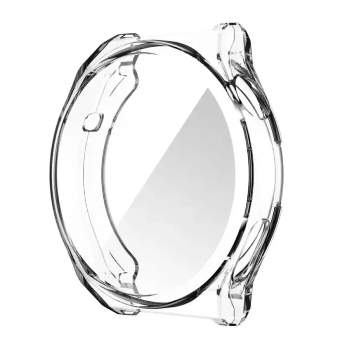 Clear protective case for Huawei GT 46mm smartwatch by Habicare, showing the transparent, snug-fit watch cover.
