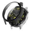 Black Habicare protective case for Huawei GT4 46mm smartwatch, showing snug fit and durable material protection for the watch face and band.