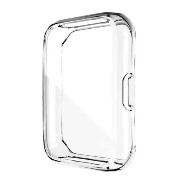 Clear protective case for Huawei Watch Fit 2 by Habicare, showing the transparent, snug-fit watch case on the device.