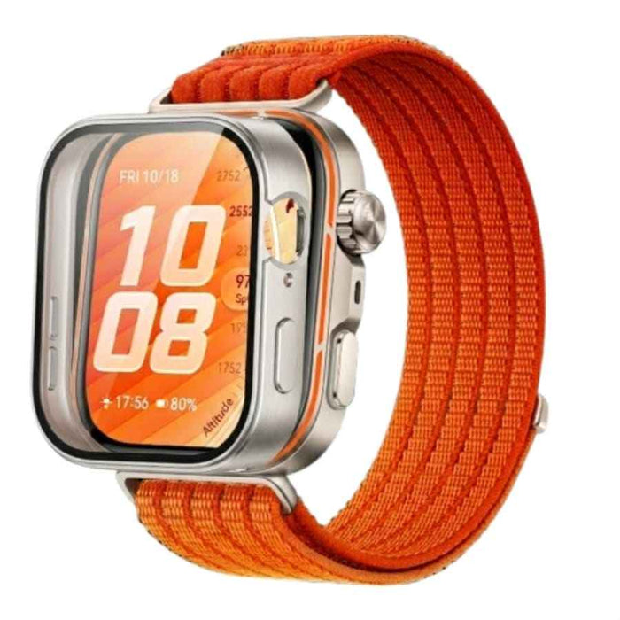 Silver protective case for Huawei Watch Fit 5 Pro with a clear screen protector, designed to safeguard the watch face.