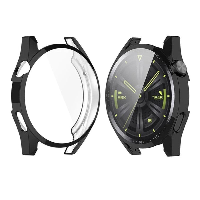 Black protective case for Huawei Watch GT 46mm, made by That Watch Shop, designed to safeguard the smartwatch.
