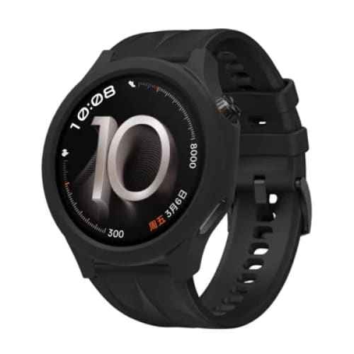 Black silicone protective case for OnePlus Watch 4, designed to safeguard the smartwatch from scratches and impacts.