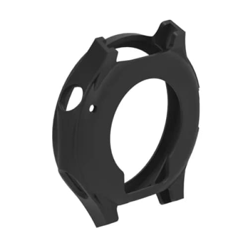 Black silicone protective case for OnePlus Watch 4 showing snug fit and durable material, designed to safeguard the smartwatch.