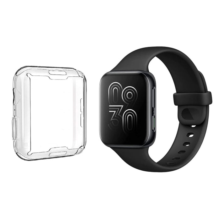 Clear protective case for Oppo Watch 2 (46mm) by That Watch Shop, showing the sleek transparent design on the smartwatch.