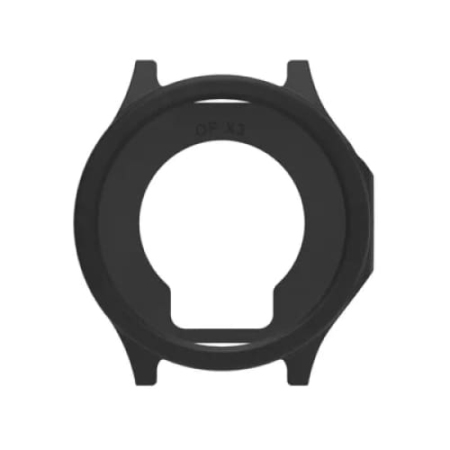 Black silicone protective case for Oppo Watch X3, designed by That Watch Shop, showing the snug fit around the watch face and sides.