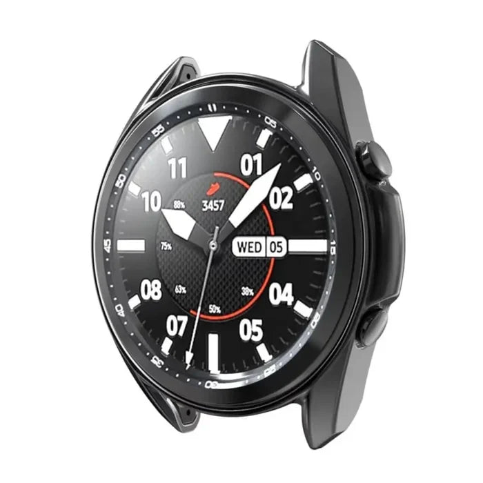 Black Habicare protective case for Samsung Galaxy Watch 3 45mm, providing durable coverage and protection for the smartwatch.