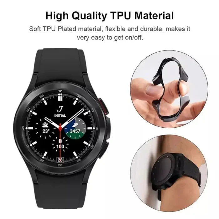 Black Habicare protective case for Samsung Galaxy Watch 4 (40mm), designed to shield and protect the watch.