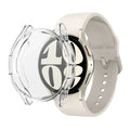 Clear Habicare protective case for Samsung Galaxy Watch 6 44mm, designed to shield the smartwatch while showcasing its design.