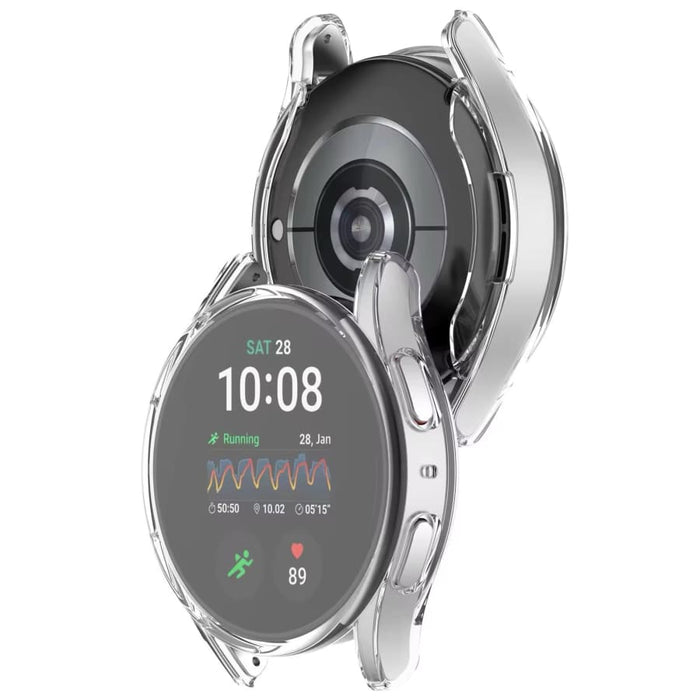 Clear protective case for Samsung Galaxy Watch 7 40mm, designed to shield the watch while showcasing its sleek design.