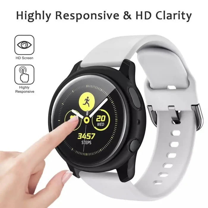 Black Habicare protective case for Samsung Galaxy Watch Active 2 44mm, designed to shield the watch with a snug fit and durable material.